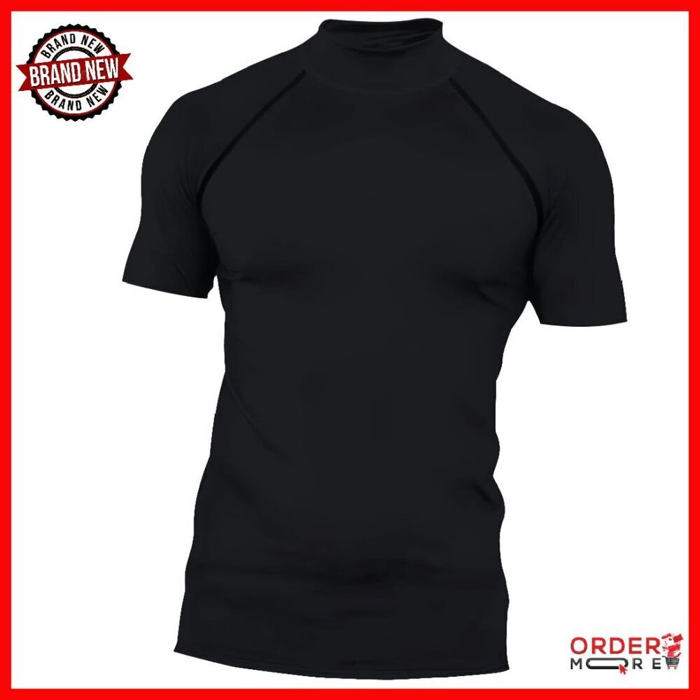 Men's Compression Mock Neck Short Sleeve Athletic Shirt Slim Fit Base Layer